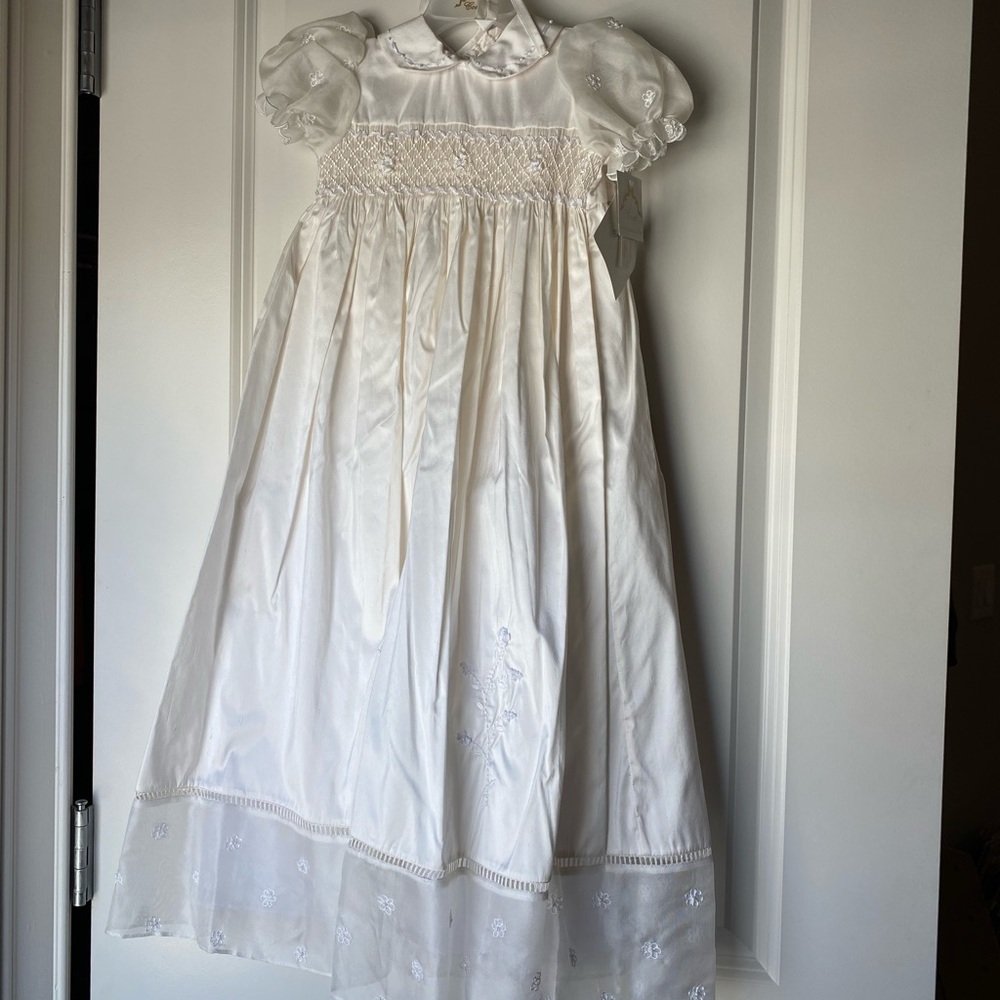 Hand Embroidered Baptism/Christening Gown w Bonnet